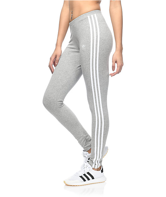 adidas 3 stripe leggings grey