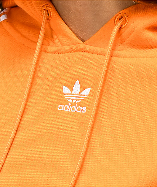 adidas 3 stripe orange crop hoodie