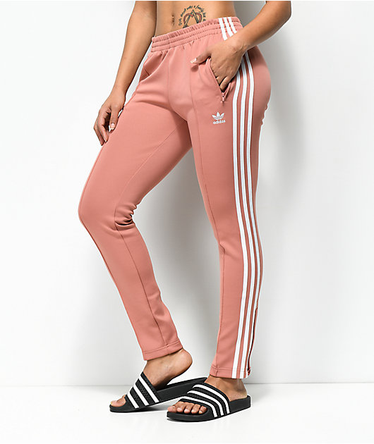 adidas track pants pink stripe