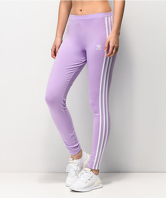 adidas 3 Stripe Purple Glow Leggings 