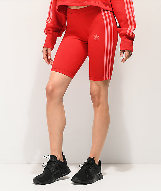 adidas 3-Stripe Scarlet Bike Shorts 