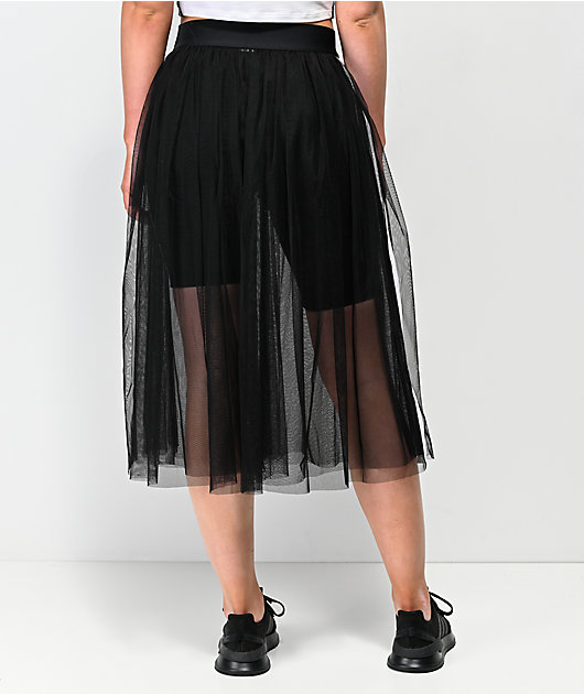 adidas 3 Stripe Tulle Black Skirt | Zumiez