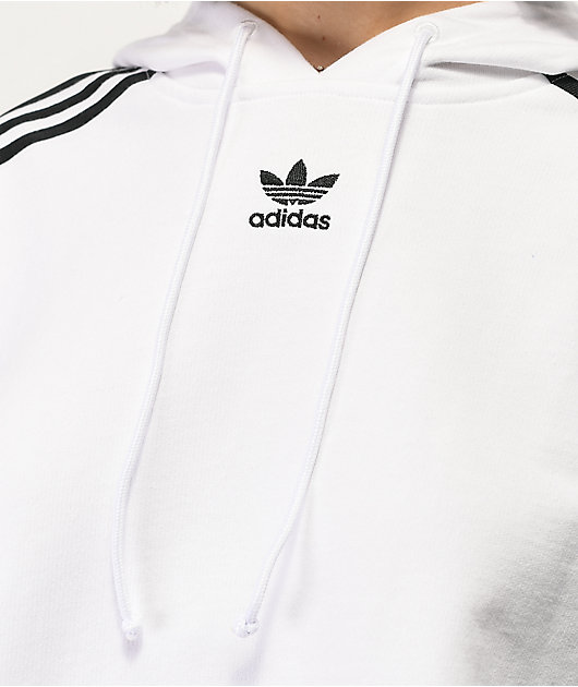 adidas 3-Stripe White Crop Hoodie
