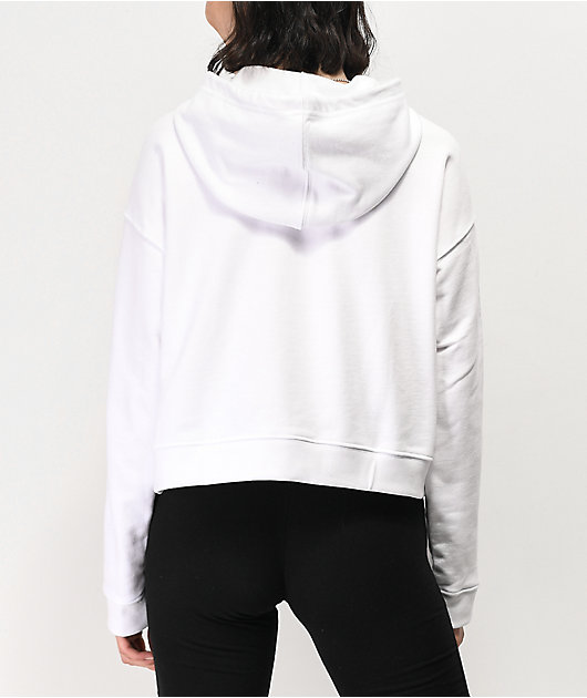 adidas 3-Stripe White Crop Hoodie