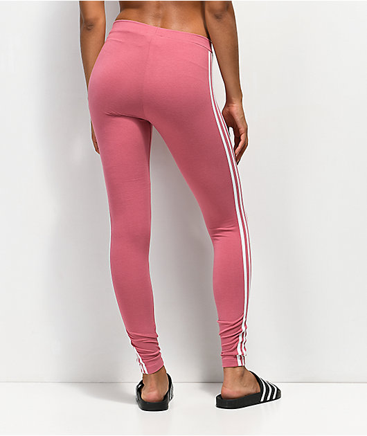 adidas pink 3 stripe leggings