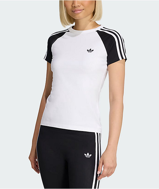 adidas Adicolor Black & White Raglan T-Shirt