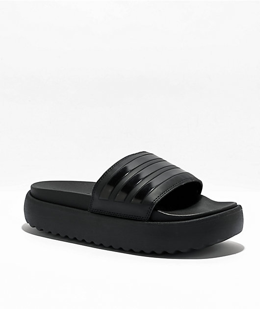 Soldaat weekend vuurwerk adidas Adilette Black Platfrom Slide Sandals