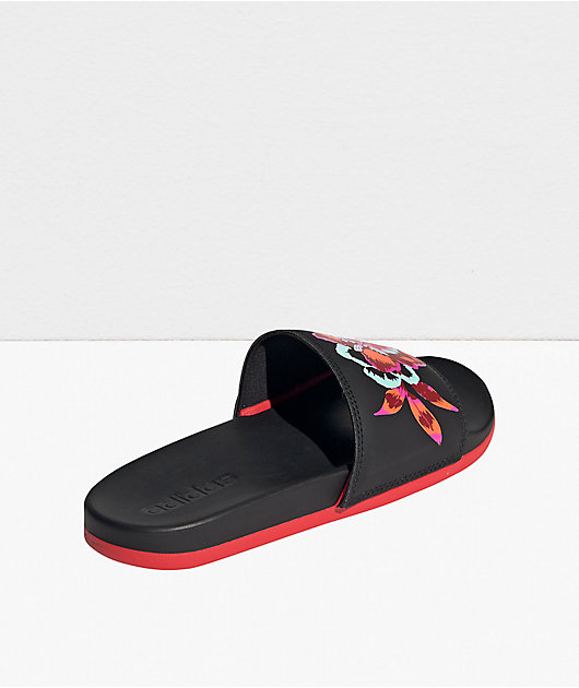 Adidas slides best sale with flowers