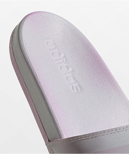 adidas Adilette Comfort White & Pink Slide Sandals