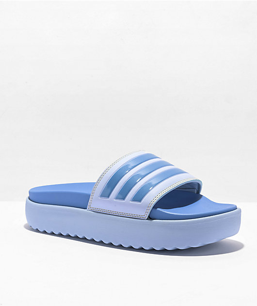 adidas Adilette Dawn Blue Platform Slide Sandals Zumiez