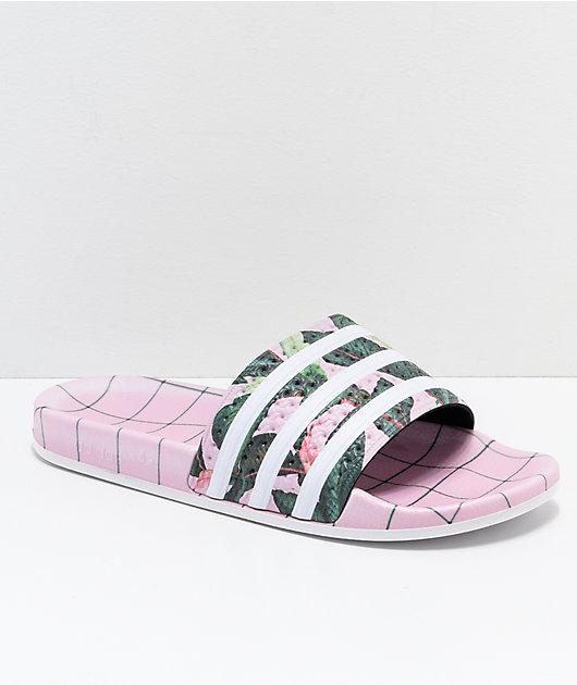 adidas Adilette Pink, Green \u0026 White 