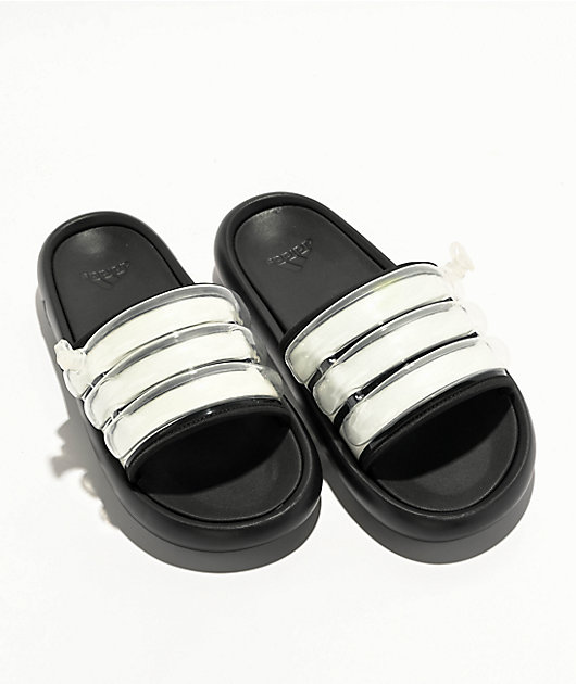 adidas Adilette Zplaash Black \u0026 White Slide Sandals | Zumiez
