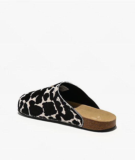 adidas Adimule Black & White Cow Print Mule Sandals