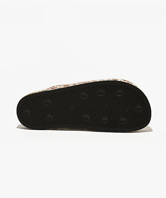 adidas Adimule Brown & White Cow Print Mule Sandals