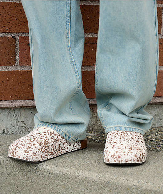 adidas Adimule Brown & White Cow Print Mule Sandals