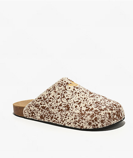 adidas Adimule Brown & White Cow Print Mule Sandals