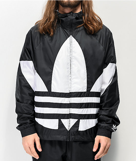 adidas black and white windbreaker jacket