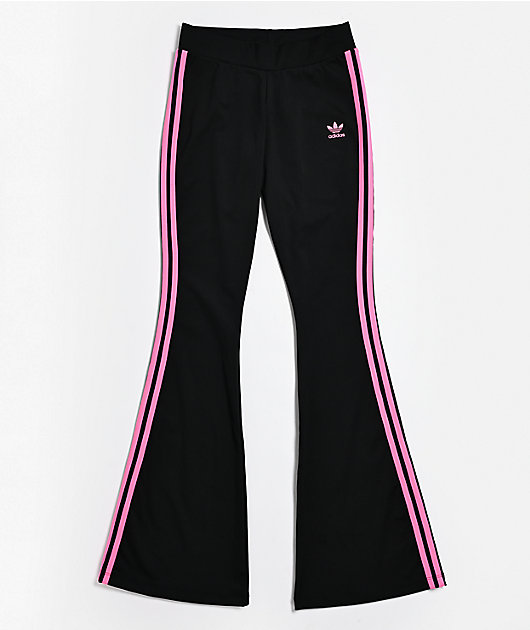 adidas Black & Pink Flare Leggings | Zumiez
