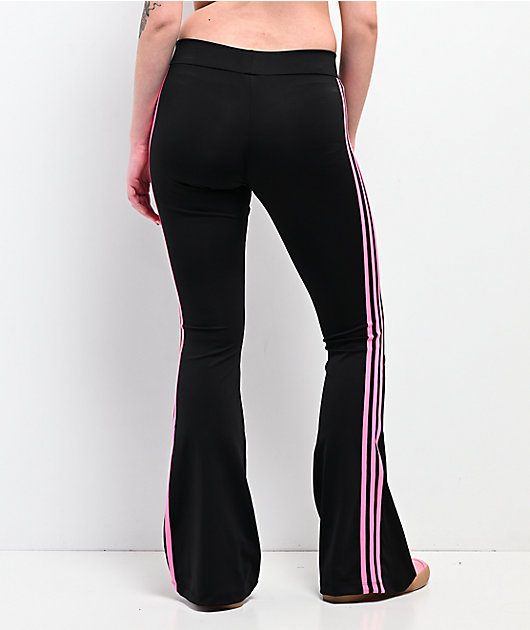 adidas Black & Pink Flare Leggings | Zumiez