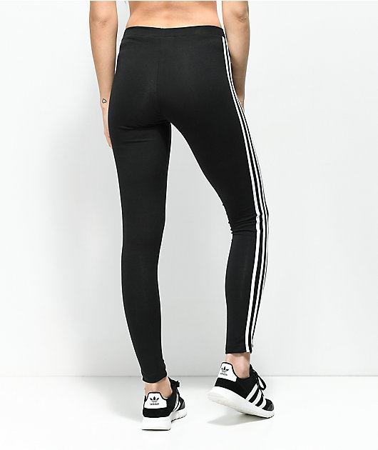 adidas black leggings with white stripes