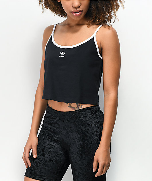 adidas Black Spaghetti Strap Crop Tank Top Zumiez