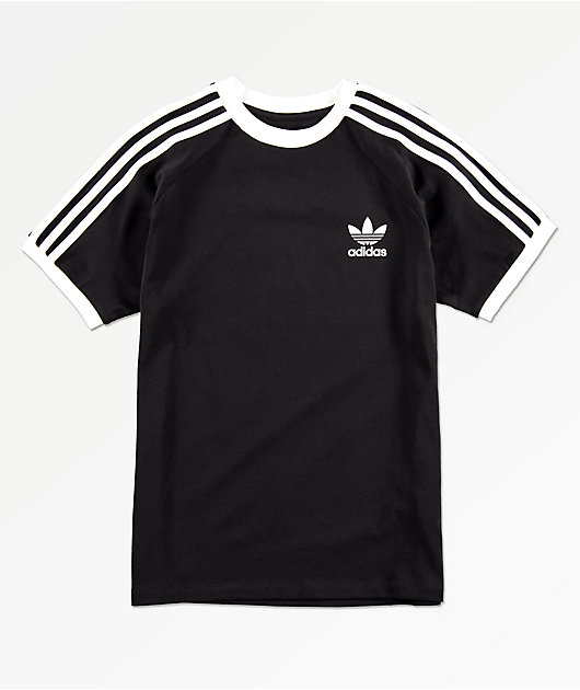 adidas Boys 3 Stripe Black T-Shirt | Zumiez