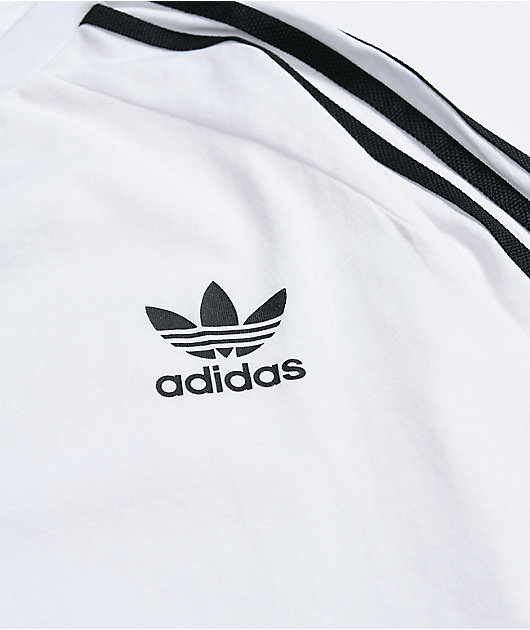 adidas Boys 3-Stripe White & Black Long Sleeve T-Shirt adidas Boys 3-Stripe White & Black Long Sleeve T-Shirt