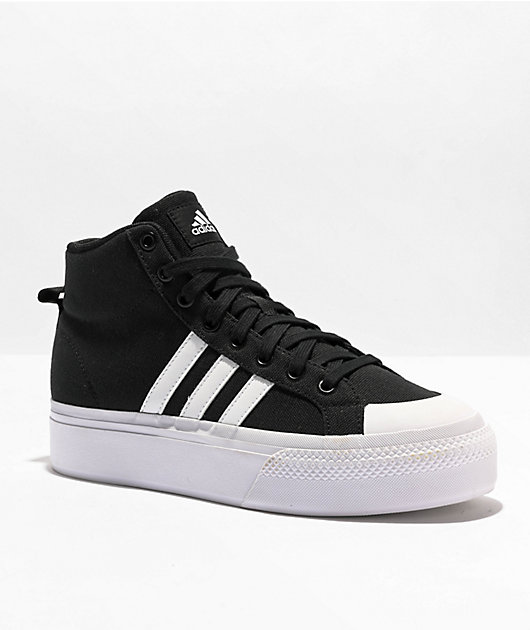 adidas Bravada 2.0 Mid Black & White Platform Shoes | Zumiez