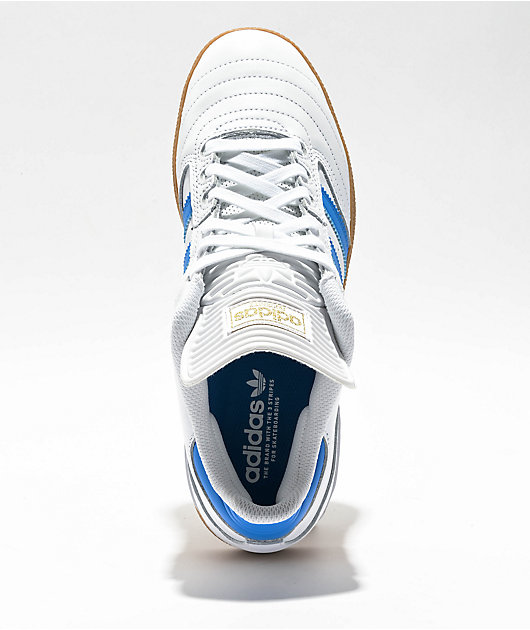 adidas Busenitz Cloud White, Blue Bird & Gum Skate Shoes