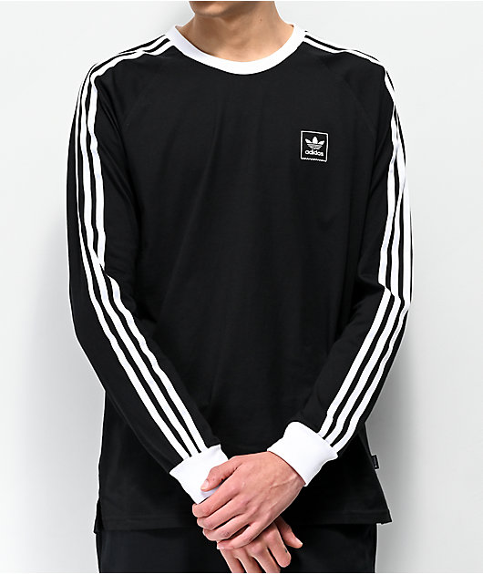 adidas Cali Blackbird camiseta de manga larga negra y blanca | Zumiez