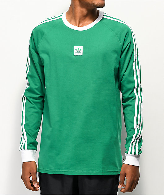 adidas Cali Blackbird camiseta de manga larga verde y blanca | Zumiez
