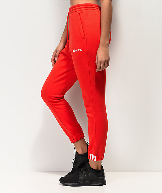 adidas womens red joggers