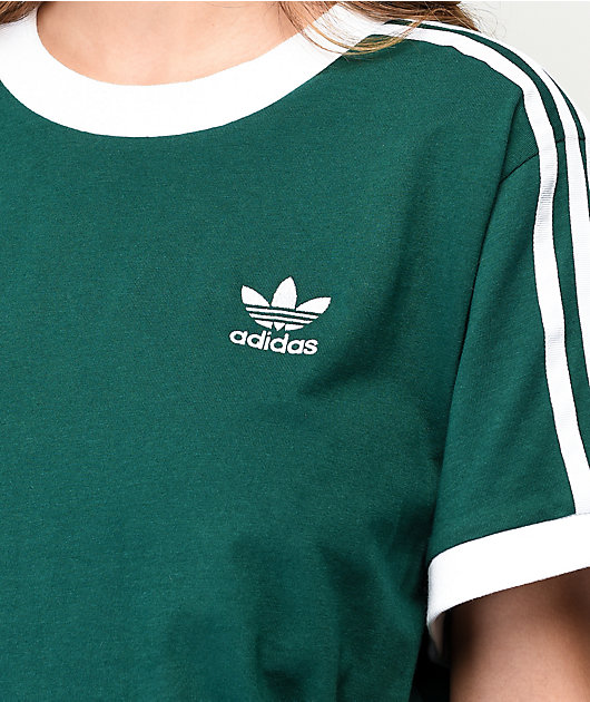 adidas Collegiate camiseta de manga larga verde y blanca de 3-rayas | Zumiez