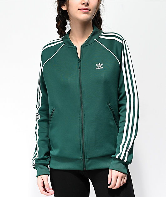 adidas Collegiate chaqueta de chandál verde de 3 rayas | Zumiez