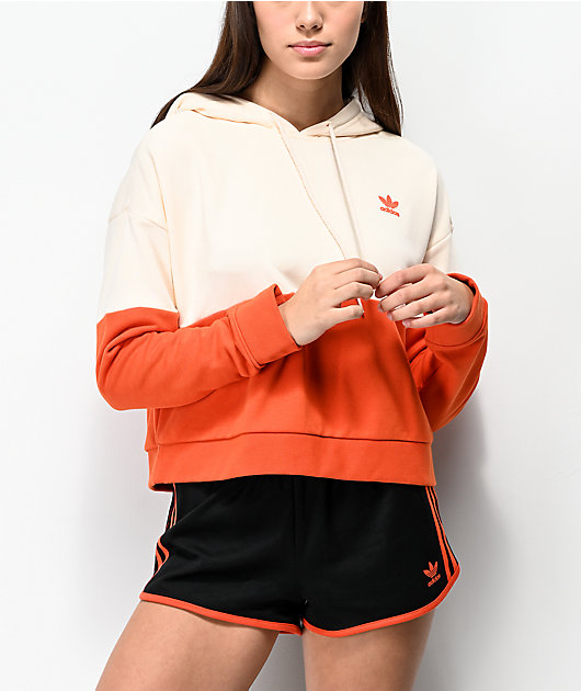 adidas orange cropped hoodie