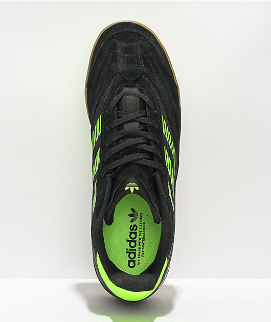 Adidas black and shop lime green shoes