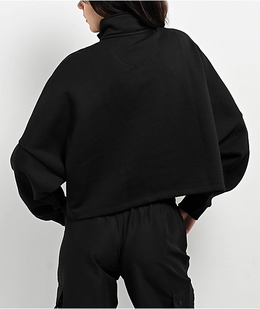 adidas Essentials Black Half Zip Crop Fleece Sweatshirt | Zumiez