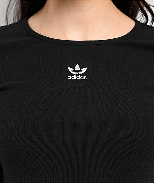 adidas Essentials Black Long Sleeve Crop T-Shirt | Zumiez