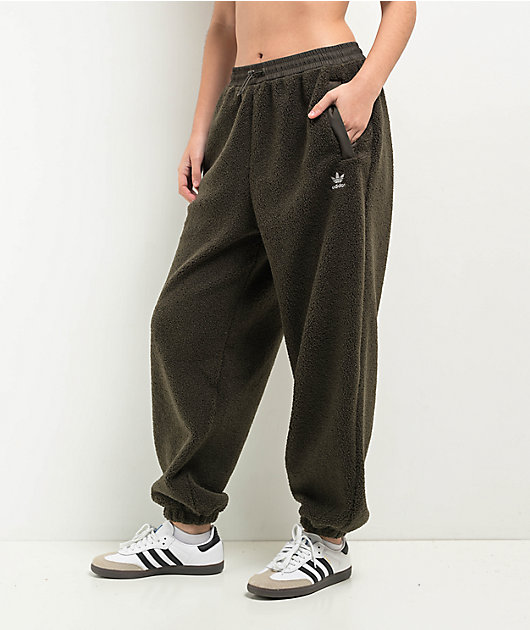 adidas Essentials Teddy Fleece Olive Sweatpants Pants | Zumiez