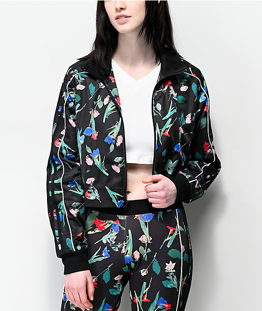 adidas floral jacket black