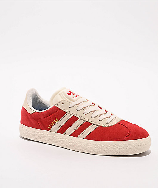 adidas Gazelle ADV Better Scarlet, Chalk White, & Gold