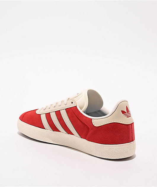 adidas Gazelle ADV Better Scarlet, Chalk White, & Gold