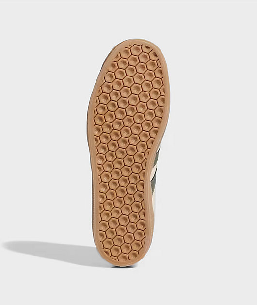 adidas Gazelle ADV Ecru Tint, Focus Olive & Gum Skate Shoes