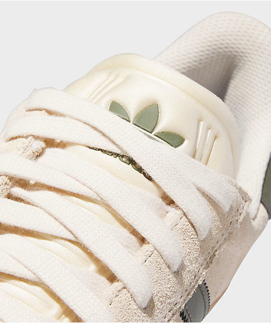 adidas Gazelle ADV Ecru Tint, Focus Olive & Gum Skate Shoes
