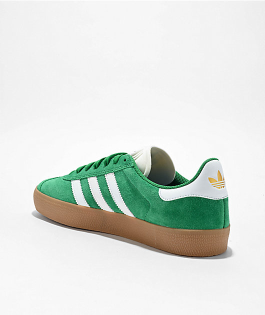 adidas Gazelle ADV Green, White & Gum Skate Shoes