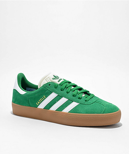 adidas Gazelle ADV Green, White & Gum Skate Shoes | Zumiez