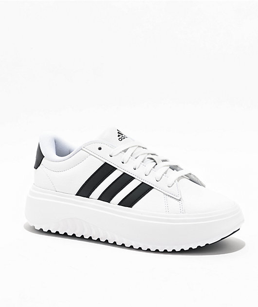 adidas Grand Court White Black Platform Shoes Zumiez