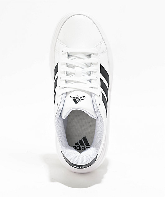 adidas Grand Court White Black Platform Shoes Zumiez