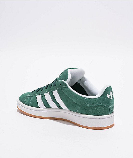 Adidas white shoes with green back best sale