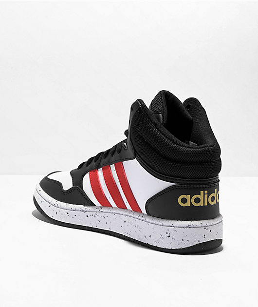 Adidas black white hot sale and red trainers